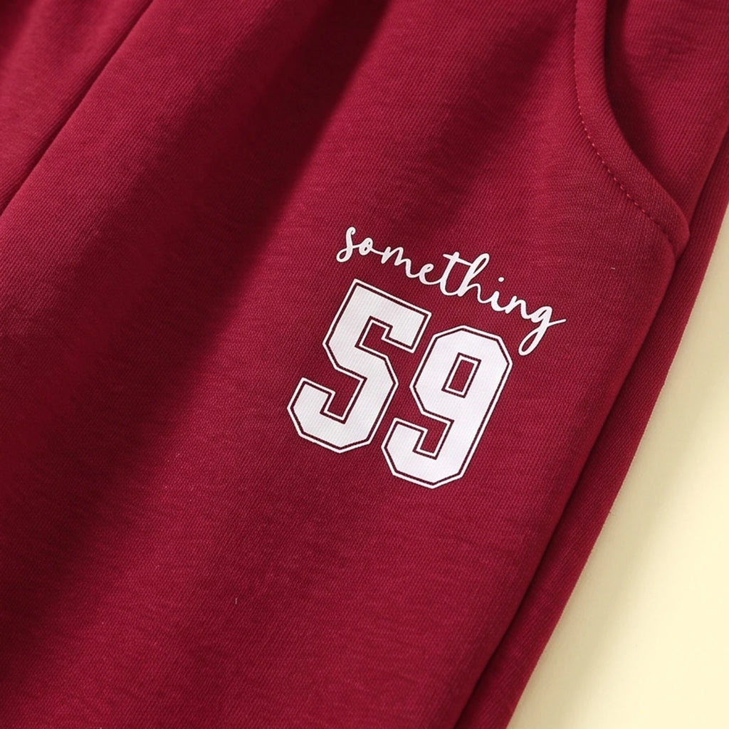 Boys Red Typographic Sweatshirt & Joggers Co-ord Sets Sets