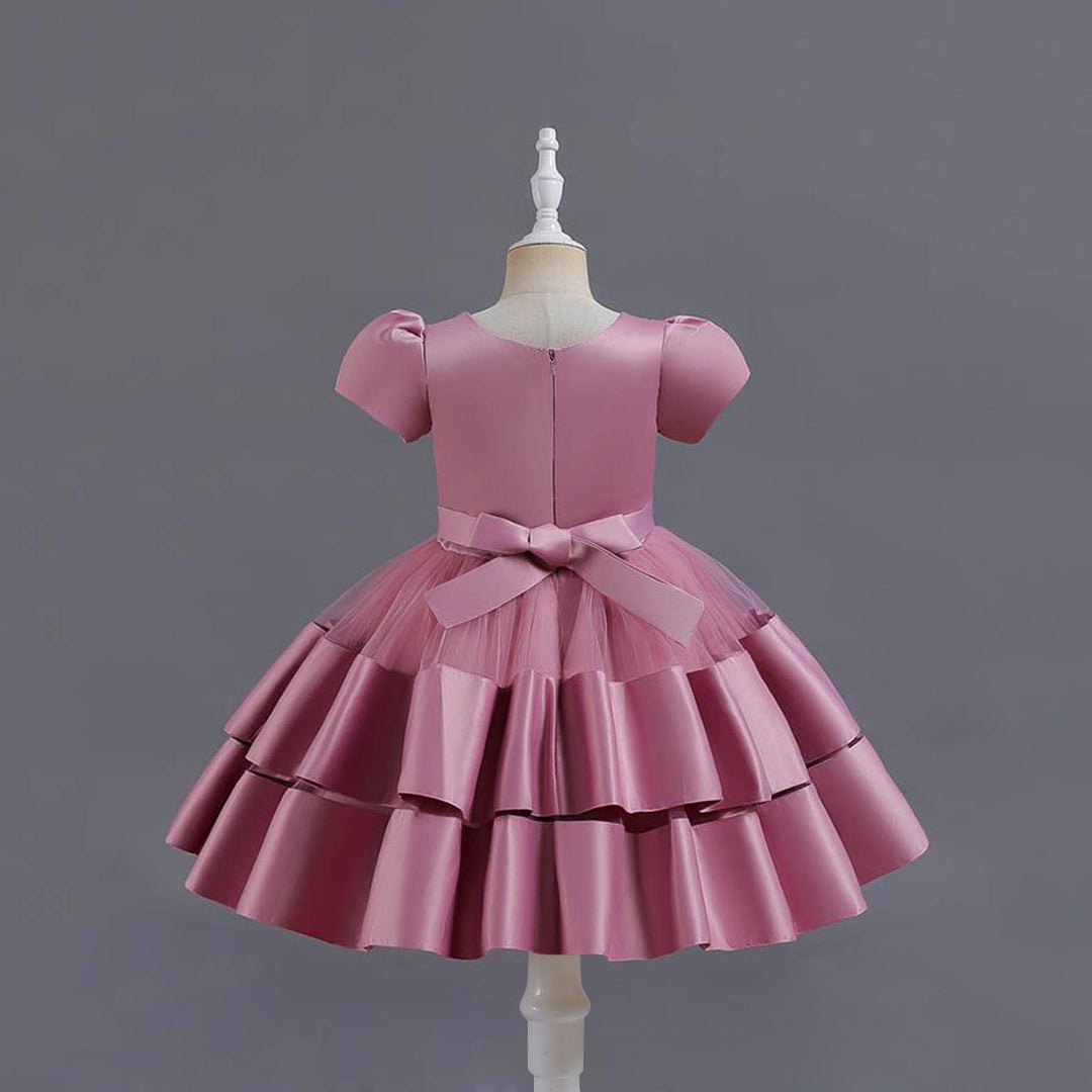 Girls Pleated Knee Length Party Dress Party Dresses   