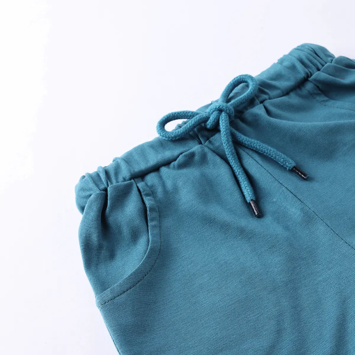 Boys Teal Typographic Printed Polo Short Sleeves T-Shirt With Drawstring Shorts Sets Sets