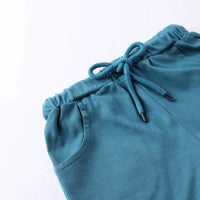 Boys Teal Typographic Printed Polo Short Sleeves T-Shirt With Drawstring Shorts Sets Sets