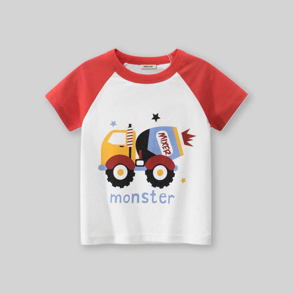 Boys Raglan Sleeve Car Graphic T-Shirt