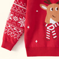 Boys Red Long Sleeve Reindeer Jacquard Sweater Sweaters & Cardigans