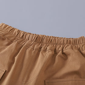Boys Color-Blocked Striped Shirt With Light Brown Shorts Set 2 pc. Sets