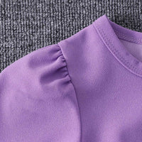 Girls Purple Rose Applique Tulle Overlay Fit & Flare Dress Casual Dresses