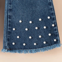 Girls Light Blue Collared Crop Top With Denim Sleeveless Vest & Flared Pants Set Sets