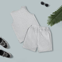 Boys Grey Sleeveless Graphic Vest With Shorts Set 2 pc. Sets