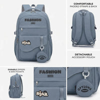 Kids Grey Medium Backpack with Detachable Pouch Trending Accessories