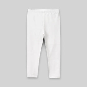 Girls Off White Solid Ankle Length Leggings Leggings & Tights
