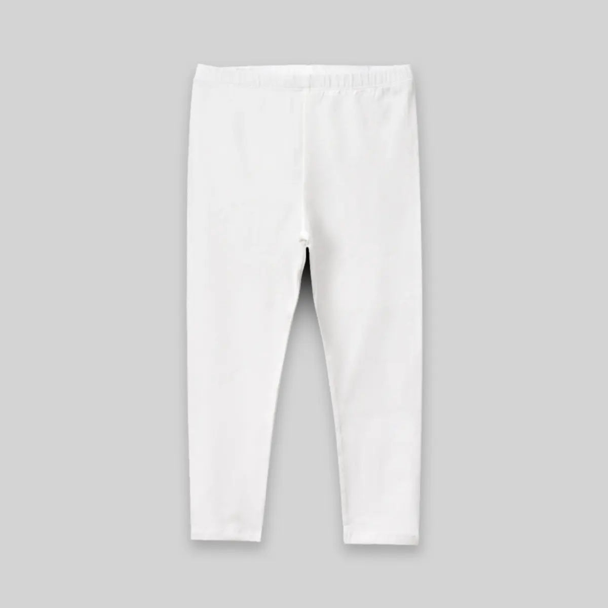 Girls Off White Solid Ankle Length Leggings Leggings & Tights