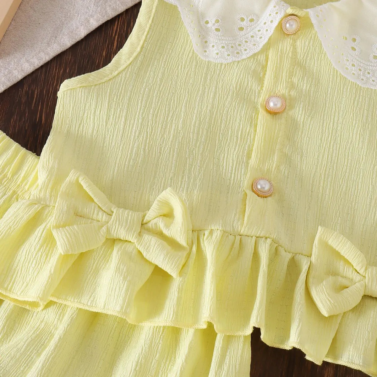 Girls Yellow Textured Sleeveless Top With Shorts Sets 2 pc. Sets