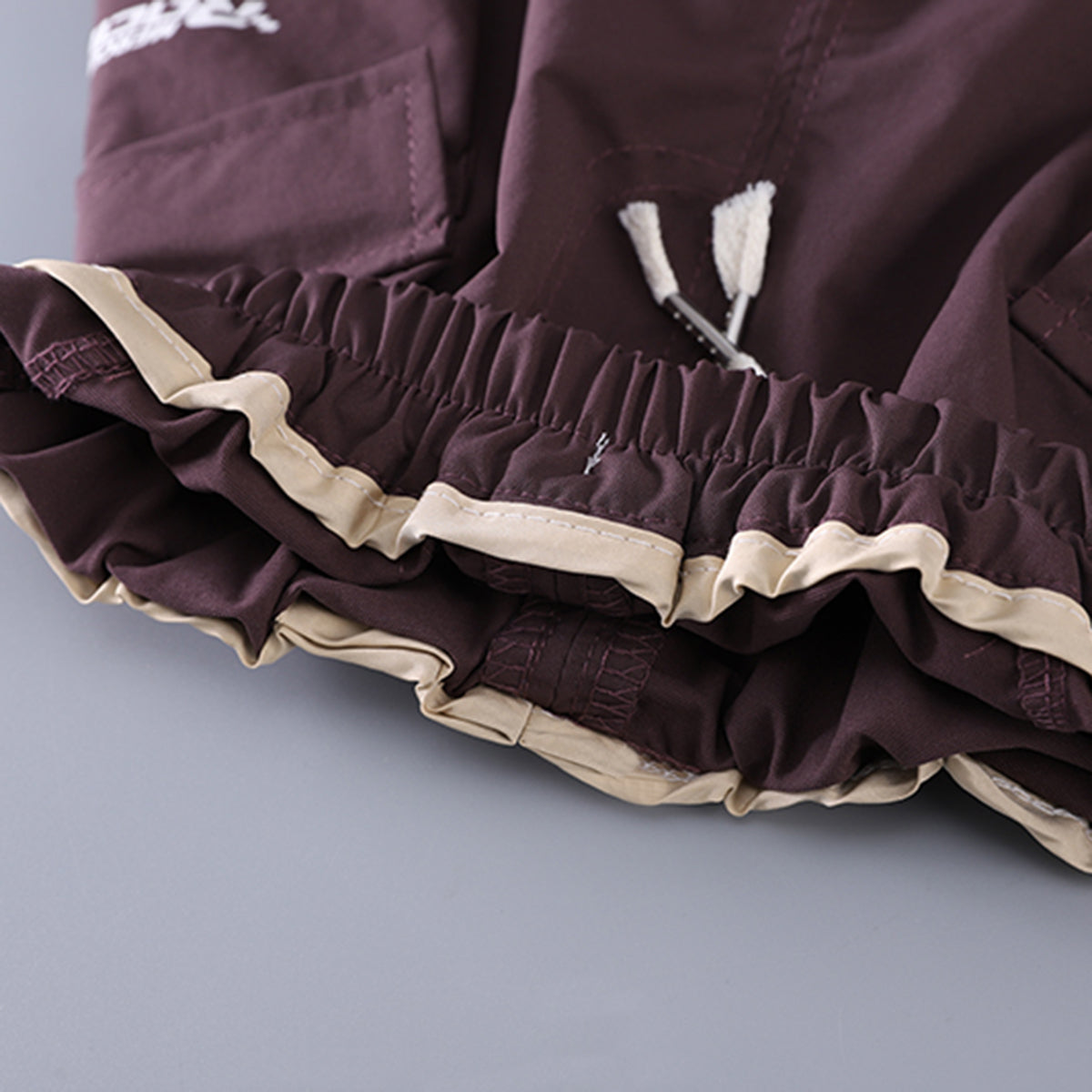 Boys Typographic Printed Contrast Pocketed T-Shirt With Dark Brown Cargo Shorts Set 2 pc. Sets