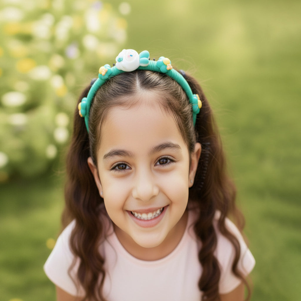 Girls Green Cute Cartoon Graphic Headband Trending Accessories Green Onesize