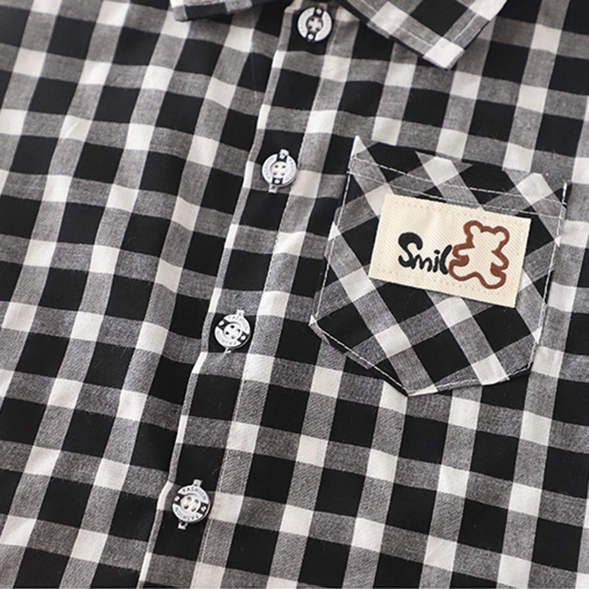 Boys Black Checked Shirt With Shorts & Sling Bag Sets Sets