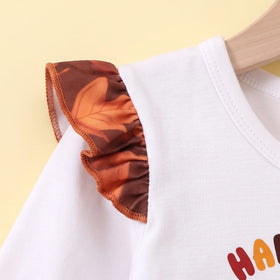 Girls White Typography Print Top With Skirt Sets 2 pc. Sets