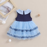 Girls Blue Peter Pan Collar Fit & Flare Dress With Bunny Applique Casual Dresses