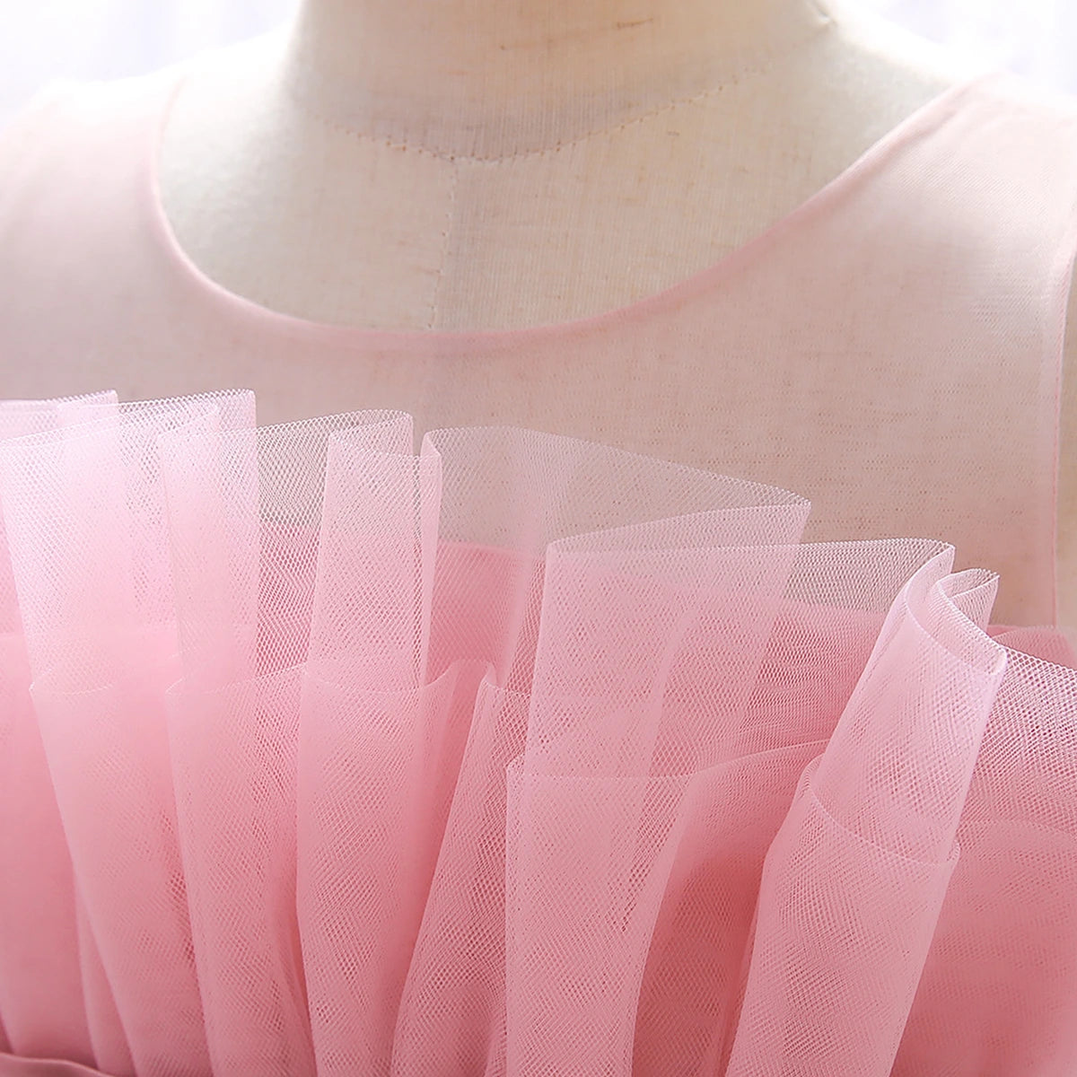 Girls Pink Sleeveless Tutu Partywear Dress With Back Bow Party Dresses