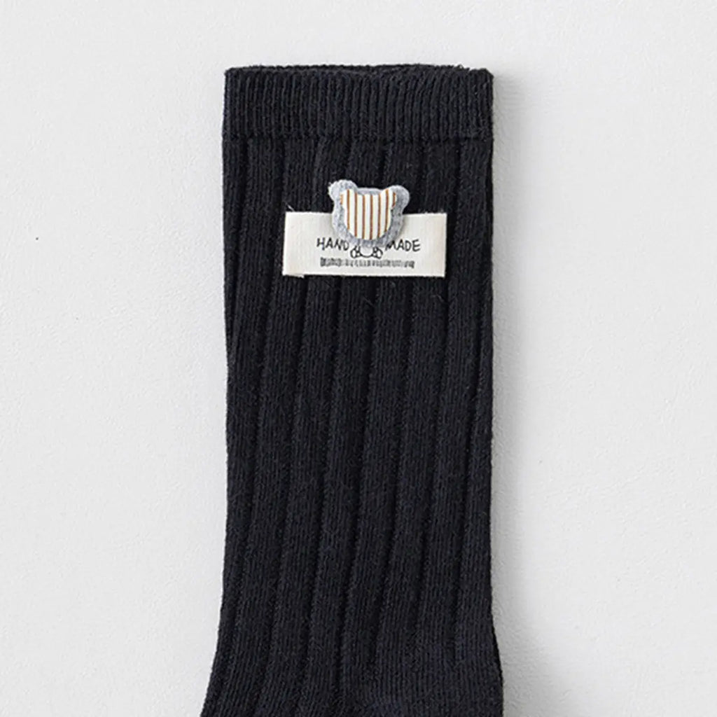Pack of 6 Boys Multicolour Bear Applique Calf Length Cotton Socks Socks