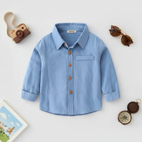 Boys Light Blue Long Sleeves Button-down Shirts Shirts Light Blue 1-2 Y