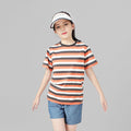Girls Striped Short Sleeves T-shirt Tshirts Gray 6-7 Y 
