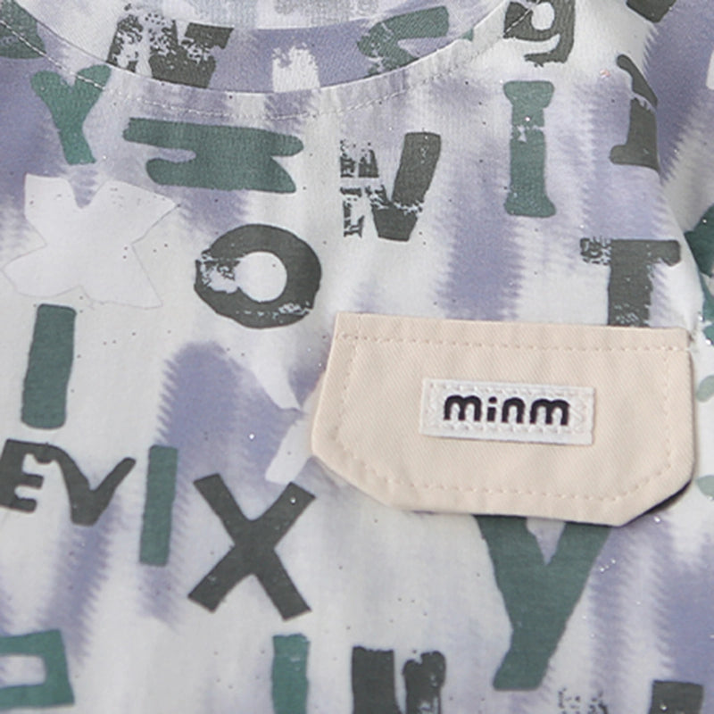 Boys Grey Typographic Print Short Sleeves T-Shirt With Denim Shorts Set Sets