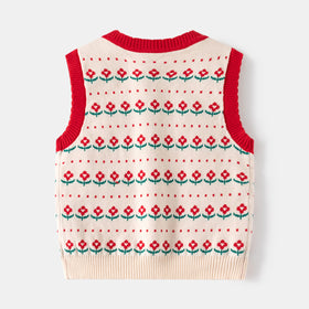 Boys Apricot Self-Design Jacquard Sweater Vest Sweaters & Cardigans