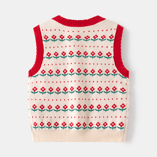 Boys Apricot Self-Design Jacquard Sweater Vest Sweaters & Cardigans