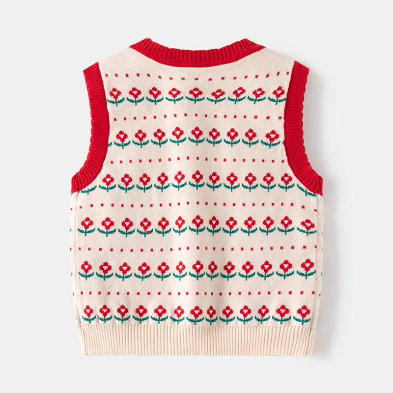 Boys Apricot Self-Design Jacquard Sweater Vest Sweaters & Cardigans