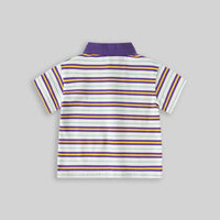 Boys Purple Striped Short Sleeve Polo T-Shirt Tshirts