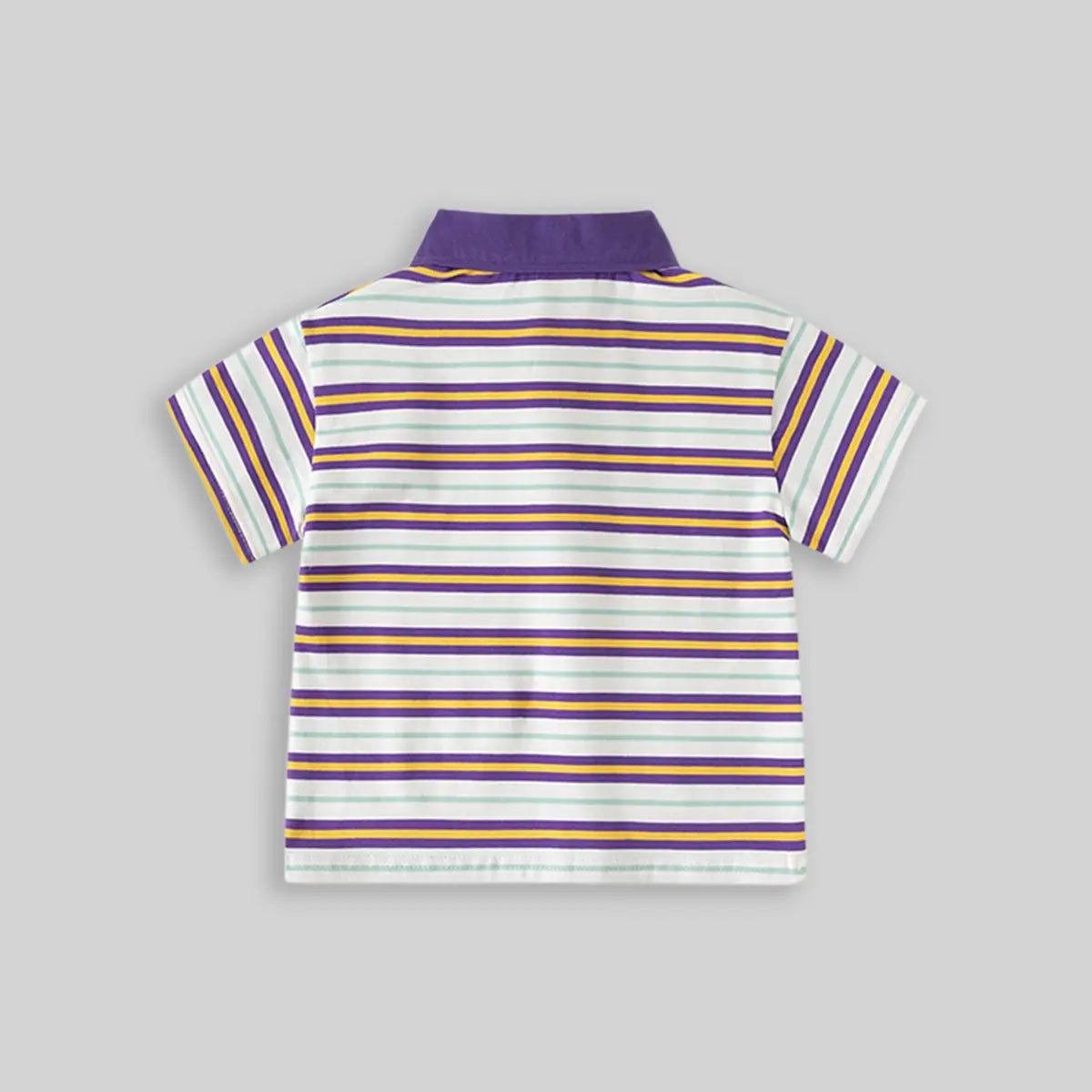 Boys Purple Striped Short Sleeve Polo T-Shirt Tshirts