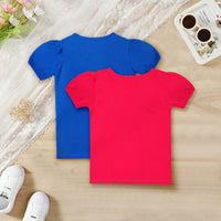 Girls Multicolor Typographic V-Neck Summer T-Shirt- Pack Of 2 Tshirts