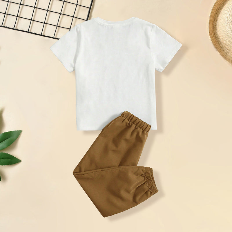 Boys Graphic T-Shirt With Khaki Elasticated Joggers Set 2 pc. Sets