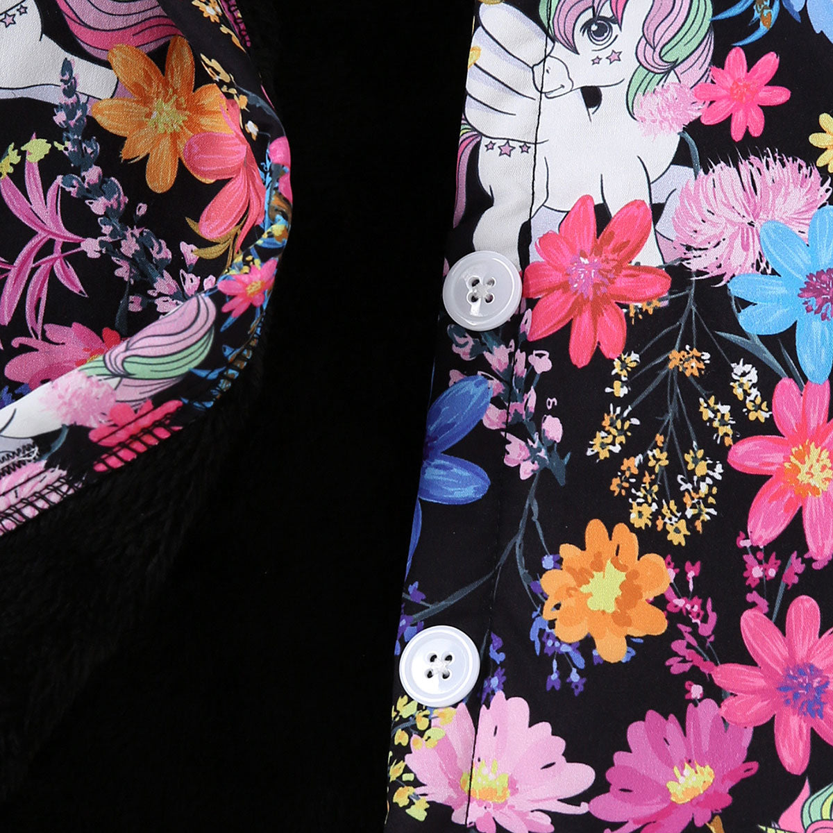Girls Multicolor Floral Printed Hooded Front Open Winter Jacket Coats & Jackets