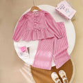 Girls Pink Stripes Peplum Top With Pant Co-ord Sets 2 pc. Sets Pink 3-4 Y