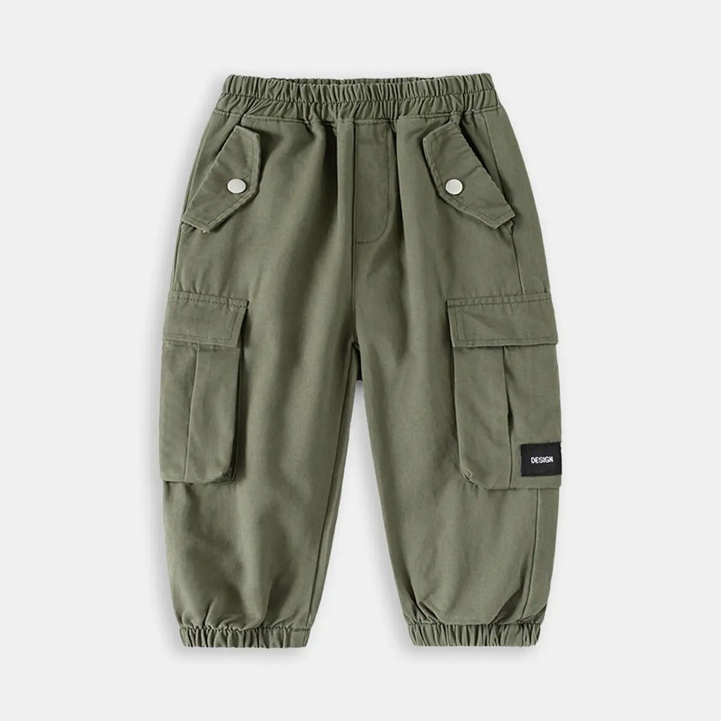 Boys Olive Green Elasticated Waist Cargo Pants Pants