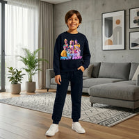 Boys Navy Blue K-Pop Nova Beat Graphics Sweatshirt With Jogger Co-ord Sets Sets Navy Blue 5-6 Y