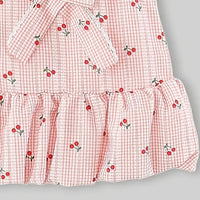 Girls Light Pink Cherry Print A-line Dress Casual Dresses