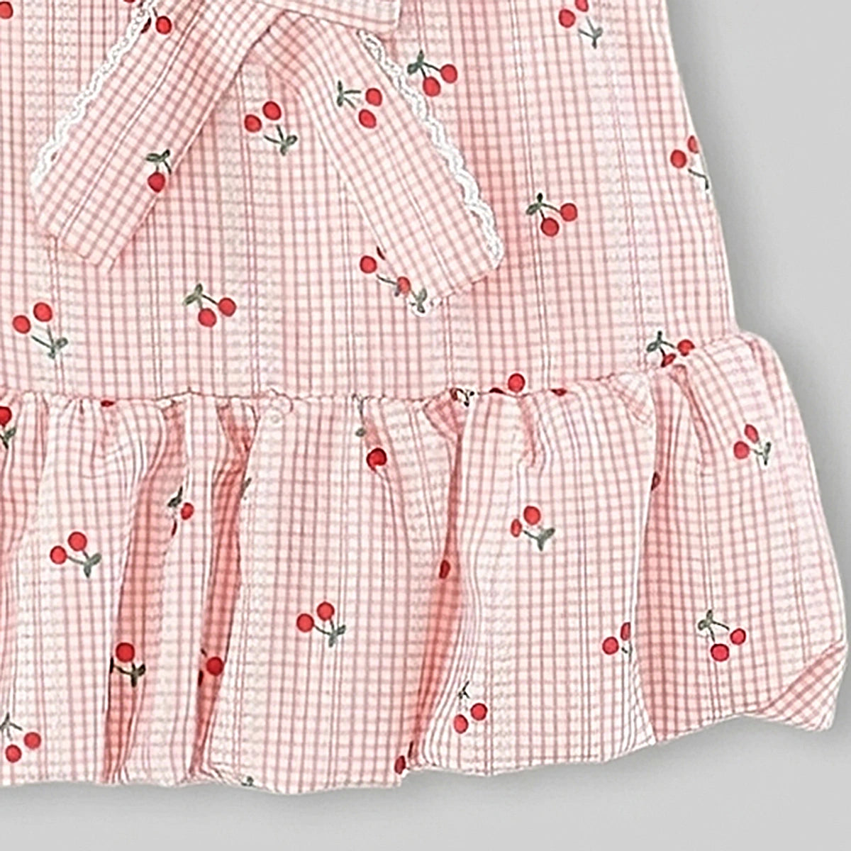 Girls Light Pink Cherry Print A-line Dress Casual Dresses
