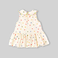 Girls Off White Polka Dot Ruffle Dress Casual Dresses