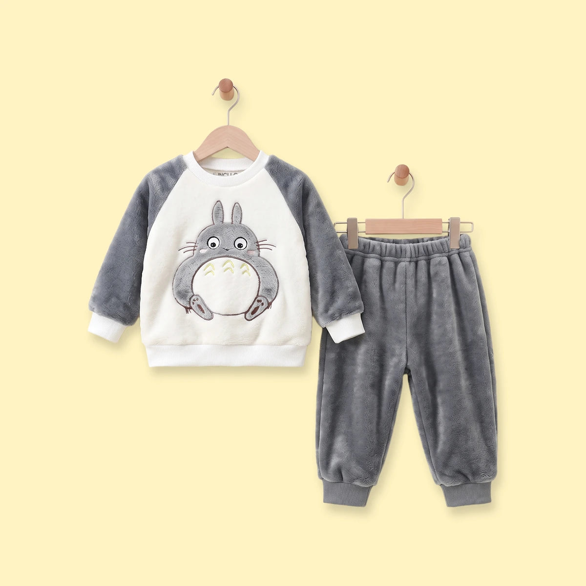 Boys Grey Totoro Applique Fleece Sweatshirt & Pants Sets 2 pc. Sets Grey 1-2 Y