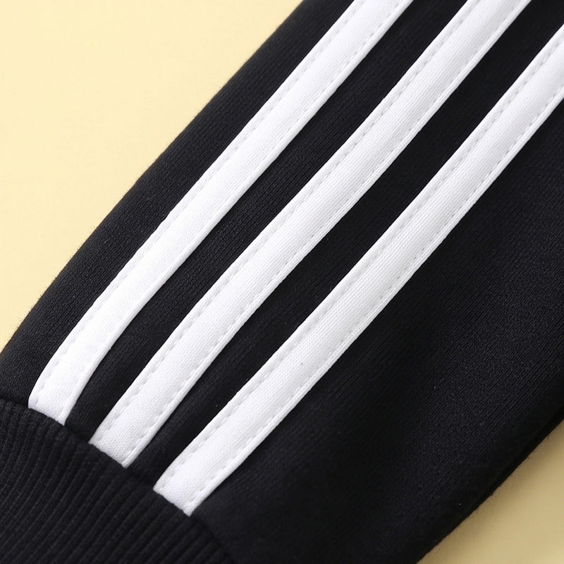 Boys Black Striped Polo Collar Sweatshirt & Pants Co-ord Sets Sets