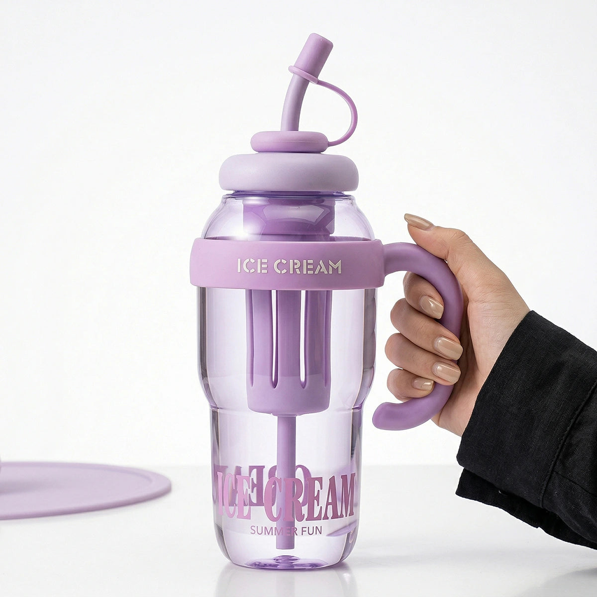 Lilac Fruit Infuser Water Bottle with Straw & Handle Trending Accessories