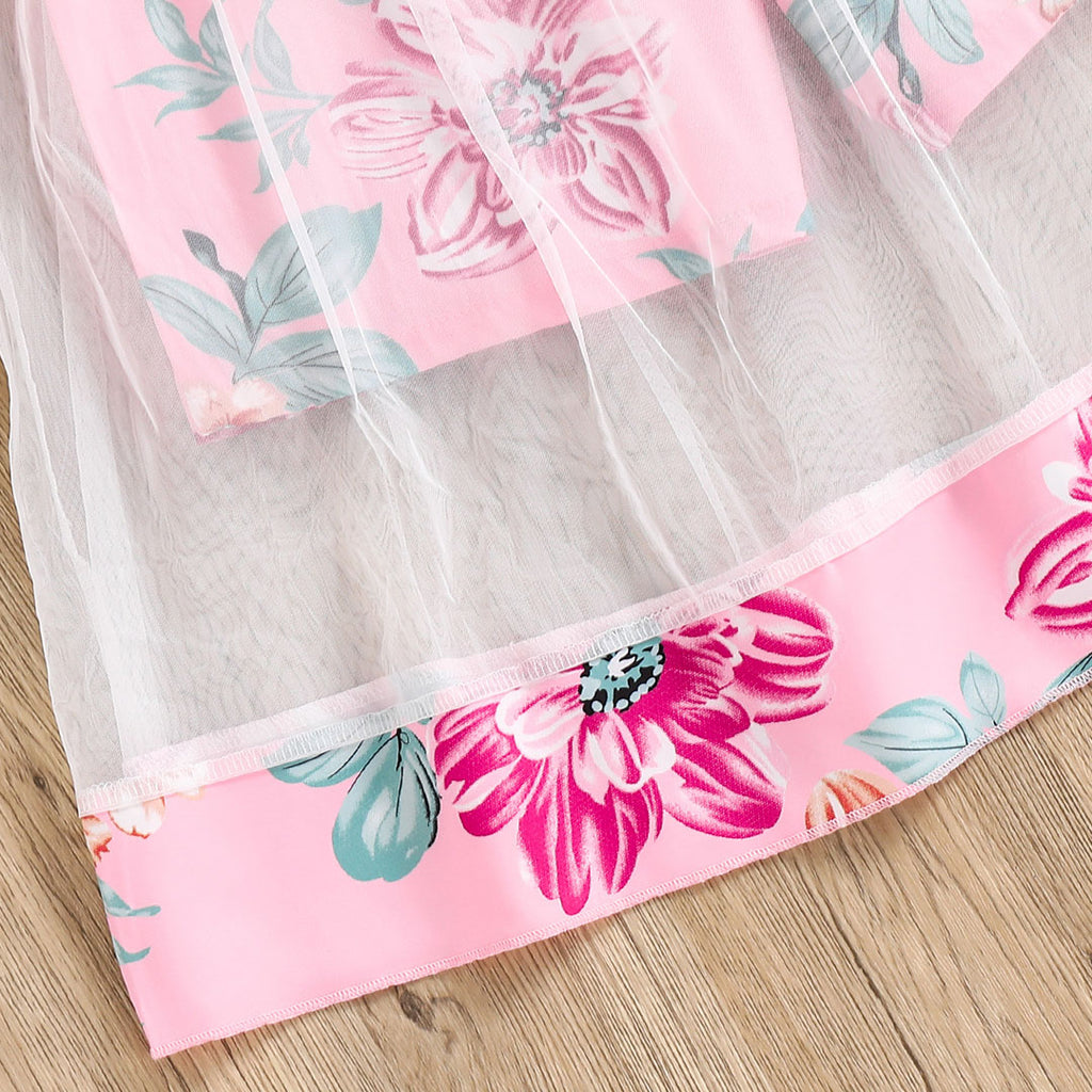 Girls Pink Off Shoulder Floral Print Jumpsuit Jumpsuits