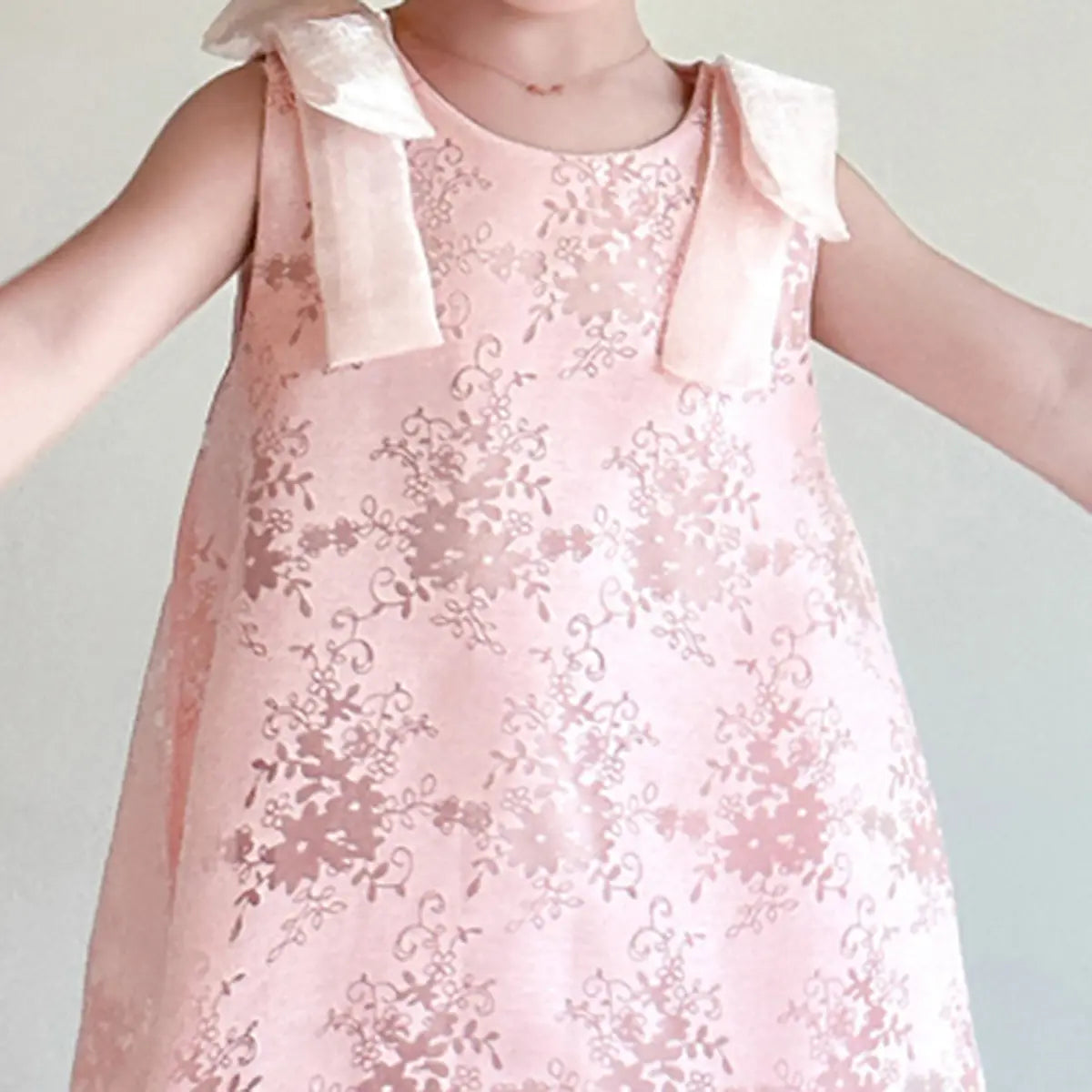Girls Pink Floral Sleeveless A-line Dress Casual Dresses