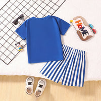 Boys Blue Mickey Mouse Print Short Sleeve T-Shirt With Shorts Sets 2 pc. Sets
