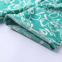Boys Green Floral Printed Short Sleeve Shirt With Elasticated Shorts Sets Sets