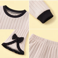 Girls Beige Textured Sweatshirt & Flared Pants Sets 2 pc. Sets