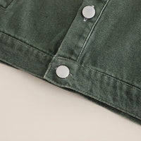 Boys Green Solid Denim Jacket With Printed T-Shirt & Denim Pants Set Sets