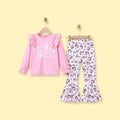 Girls Pink Typography Print Top With Flared Pants Sets 2 pc. Sets Pink 2-3 Y
