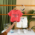 Boys Coral Music Printed Short Sleeve T-Shirt With Drawstring Shorts Sets Sets Coral 1-2 Y