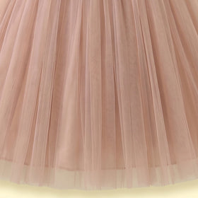 Girls Light Brown Floral Applique Sleeveless Party Gown Party Dresses